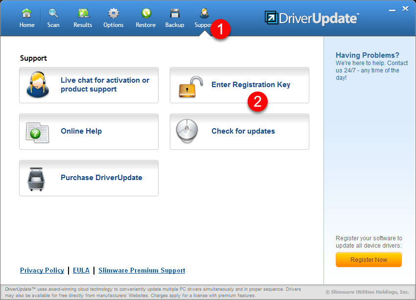 free driver support registration key